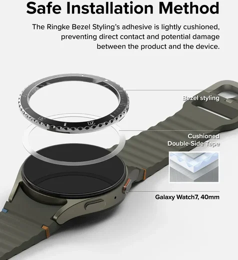 Ringke - Bezel Styling + Tempered Glass - Samsung Galaxy Watch 7 40MM - Zwart 80 afbeelding 3