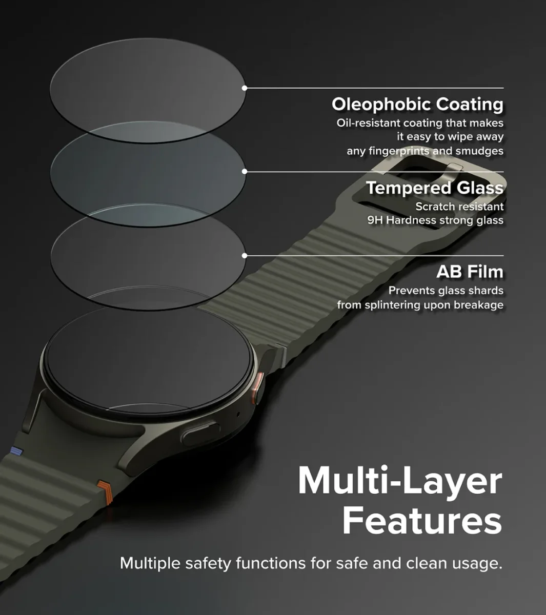 Ringke - Bezel Styling + Tempered Glass - Samsung Galaxy Watch 7 40MM - Zwart 80 afbeelding 5