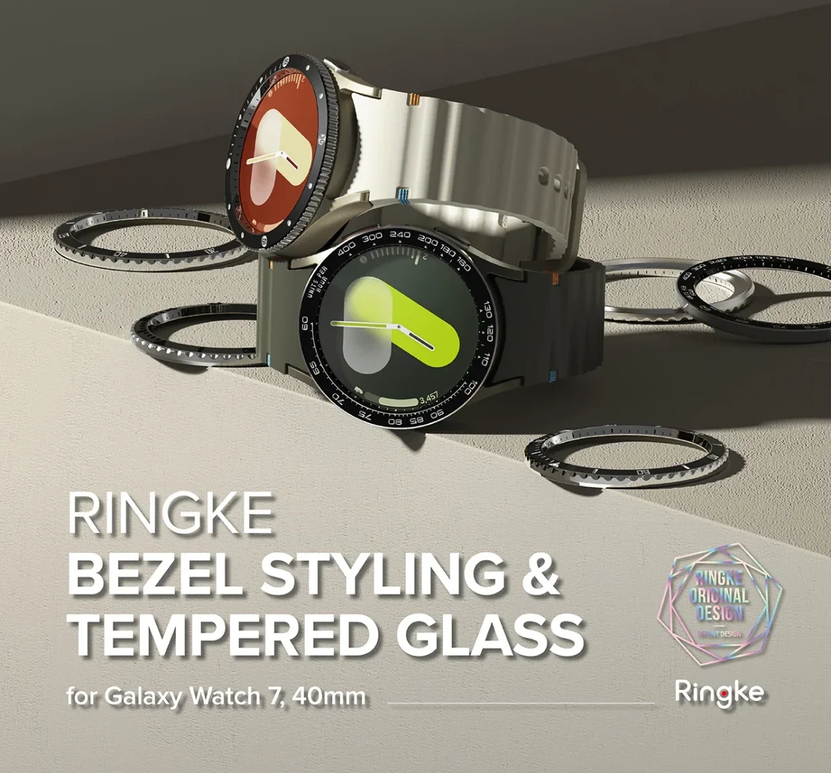 Ringke - Bezel Styling + Tempered Glass - Samsung Galaxy Watch 7 40MM - Zwart 96 afbeelding 14