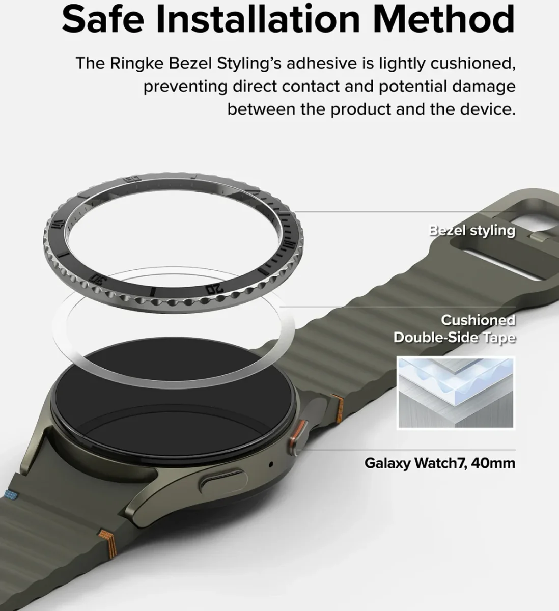 Ringke - Bezel Styling + Tempered Glass - Samsung Galaxy Watch 7 40MM - Zwart 96 afbeelding 3