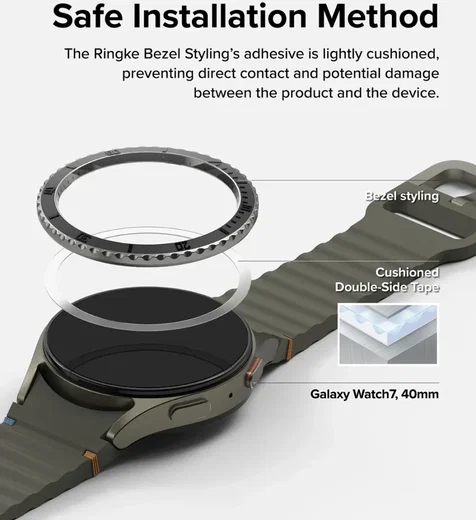 Ringke - Bezel Styling + Tempered Glass - Samsung Galaxy Watch 7 40MM - Zwart 96 afbeelding 3