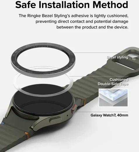 Ringke - Bezel Styling + Tempered Glass - Samsung Galaxy Watch 7 40MM - Zwart 98 afbeelding 3