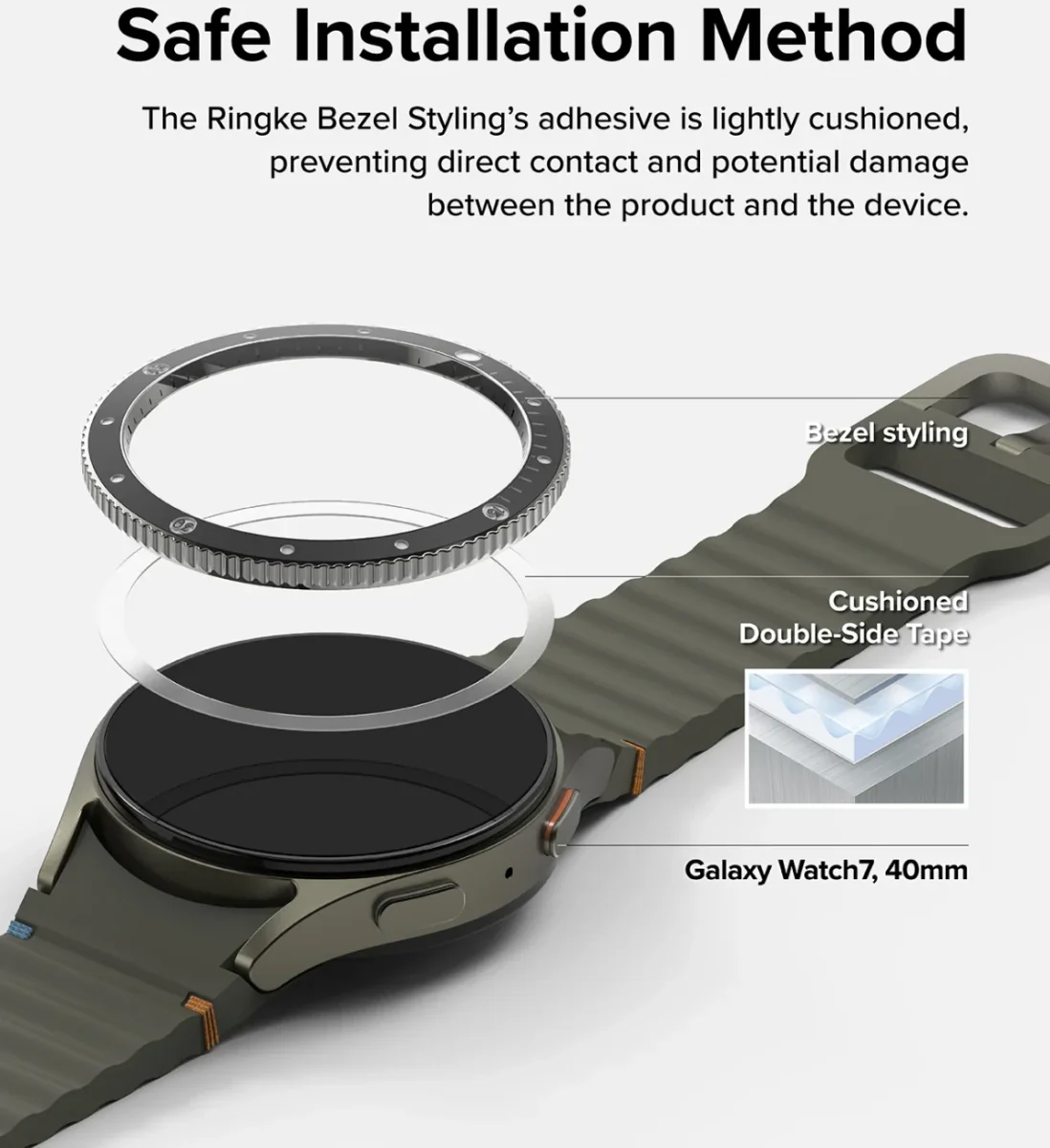 Ringke - Bezel Styling + Tempered Glass - Samsung Galaxy Watch 7 40MM - Zwart 99 afbeelding 3