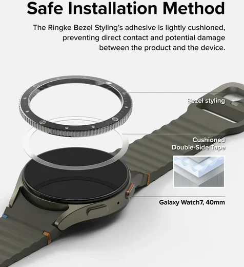 Ringke - Bezel Styling + Tempered Glass - Samsung Galaxy Watch 7 40MM - Zwart 99 afbeelding 3