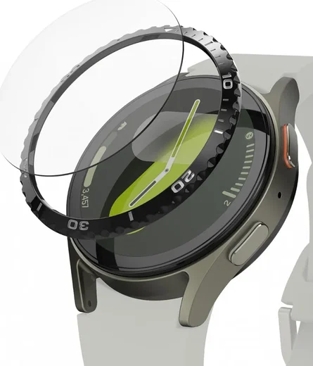 Ringke - Samsung Galaxy Watch 7 44MM - Bezel Styling Zwart + Tempered Glass afbeelding 1