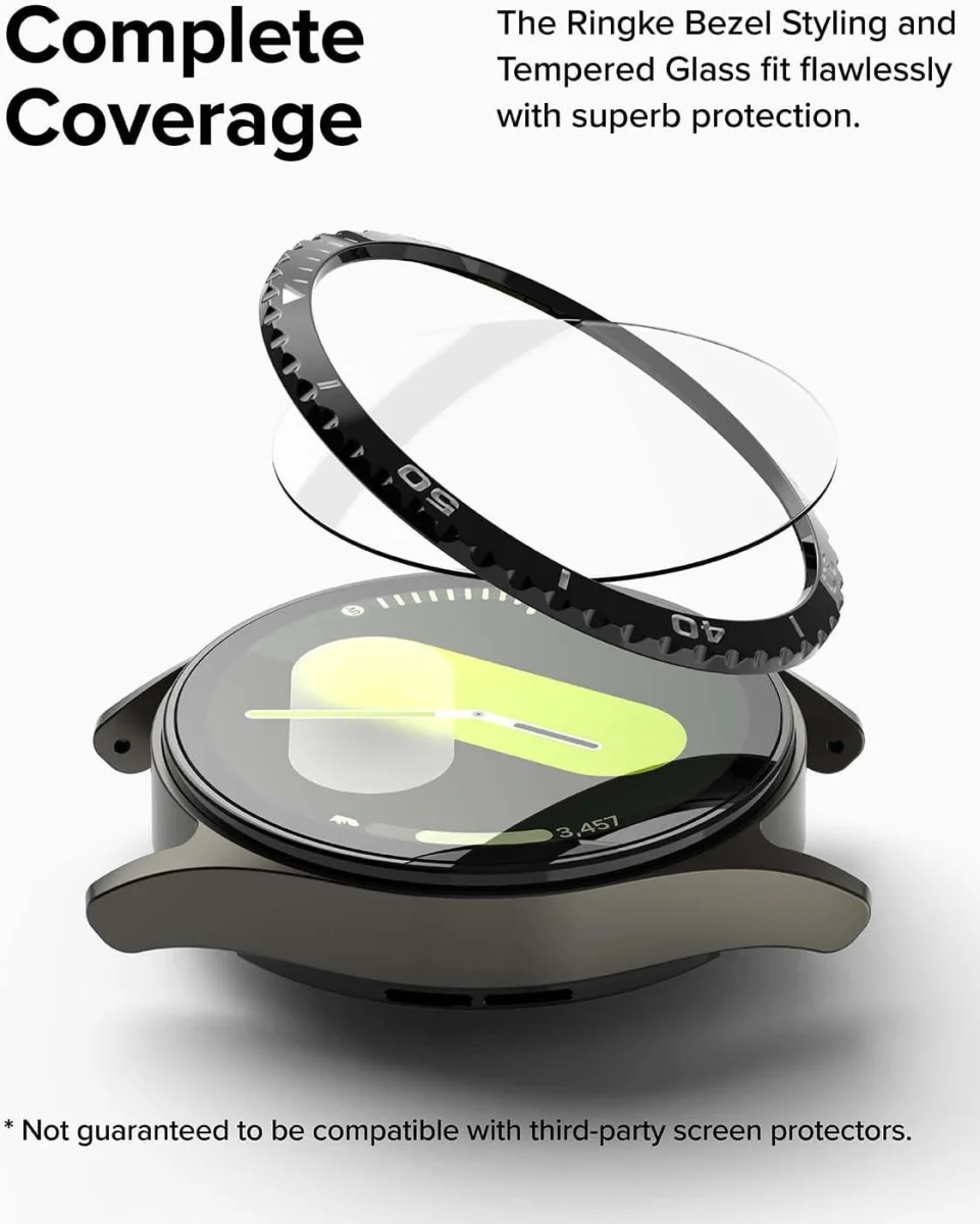 Ringke - Samsung Galaxy Watch 7 44MM - Bezel Styling Zwart + Tempered Glass afbeelding 2