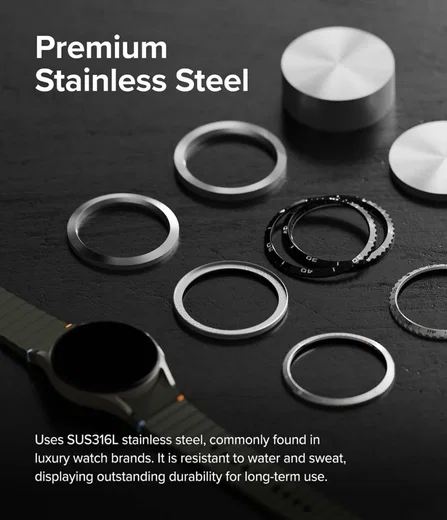 Ringke - Samsung Galaxy Watch 7 44MM - Bezel Styling Zwart + Tempered Glass afbeelding 5
