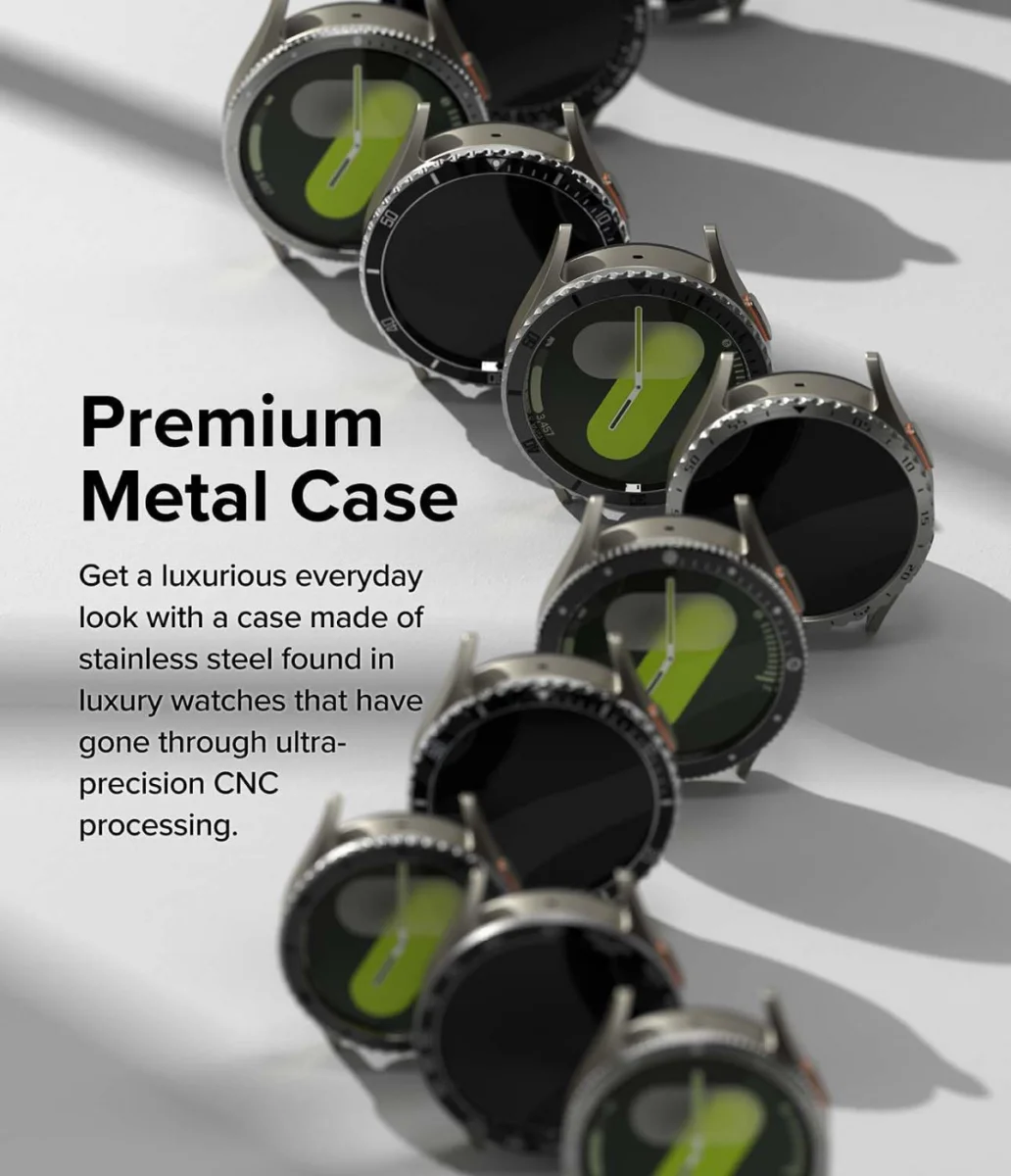 Ringke - Samsung Galaxy Watch 7 44MM - Bezel Styling Zwart + Tempered Glass afbeelding 7