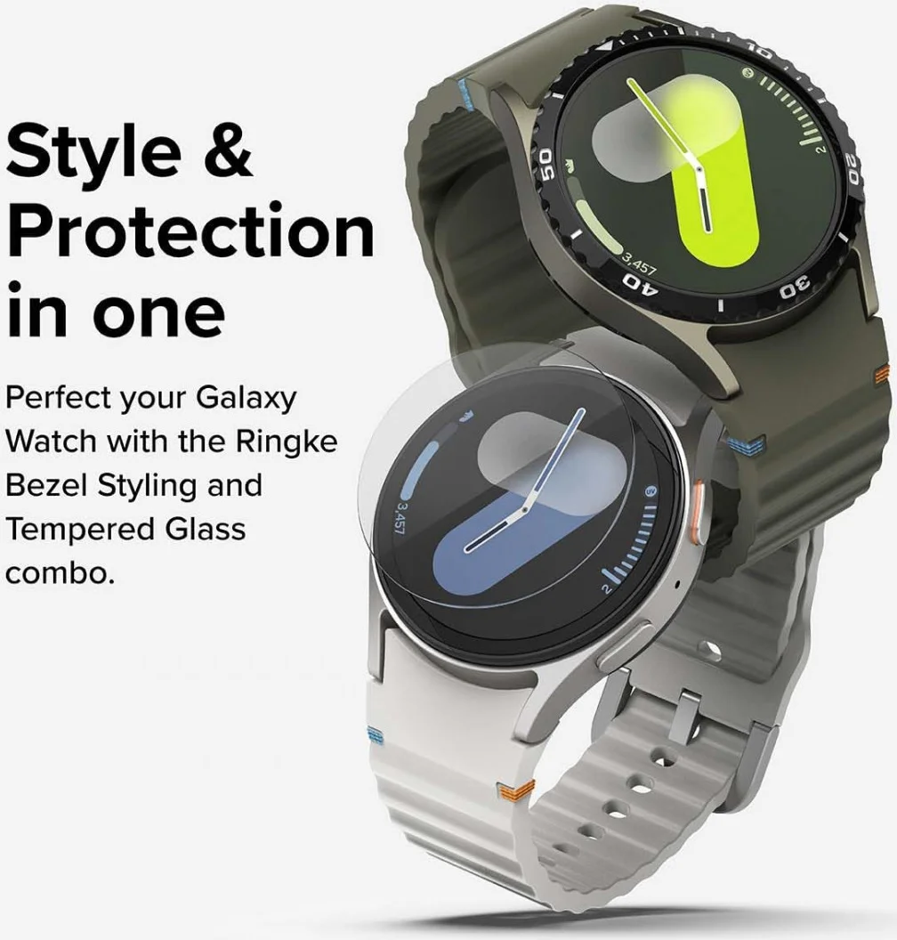 Ringke - Samsung Galaxy Watch 7 44MM - Bezel Styling Zwart + Tempered Glass afbeelding 8