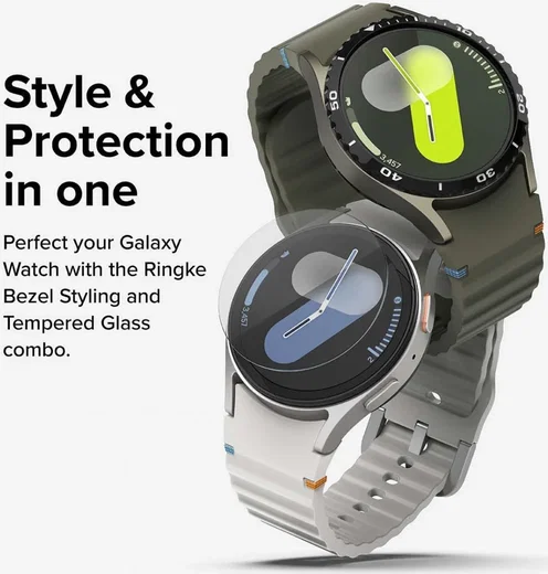 Ringke - Samsung Galaxy Watch 7 44MM - Bezel Styling Zwart + Tempered Glass afbeelding 8