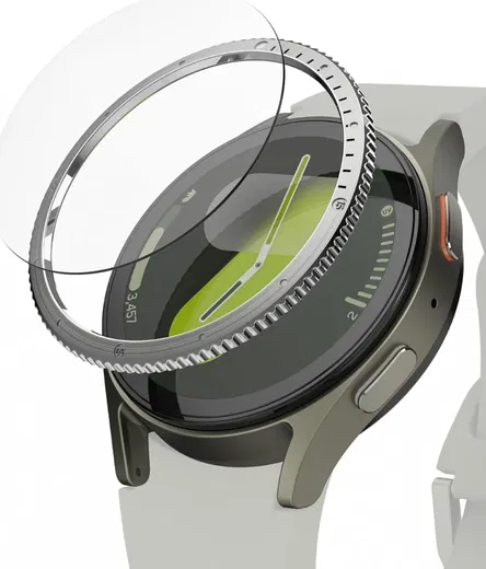 Ringke - Samsung Galaxy Watch 7 44MM - Bezel Styling Silver + Tempered Glass afbeelding 1