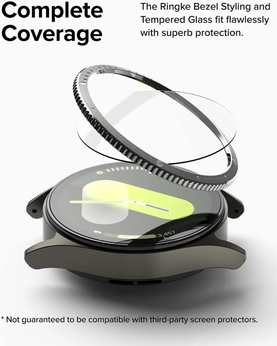 Ringke - Samsung Galaxy Watch 7 44MM - Bezel Styling Silver + Tempered Glass afbeelding 2