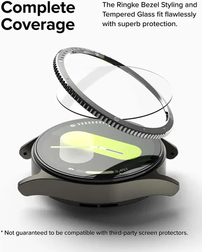 Ringke - Samsung Galaxy Watch 7 44MM - Bezel Styling Silver + Tempered Glass afbeelding 2