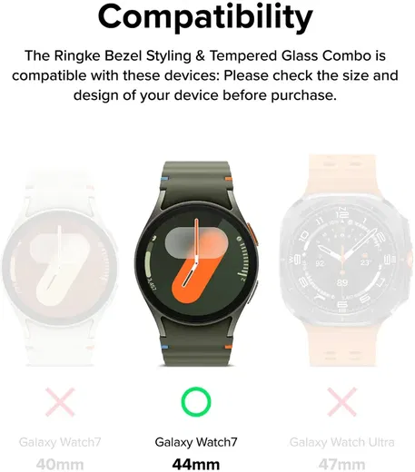 Ringke - Samsung Galaxy Watch 7 44MM - Bezel Styling Silver + Tempered Glass afbeelding 3