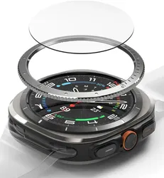Ringke - Samsung Galaxy Watch Ultra - Bezel Styling + Tempered Glass - Zilver 03 afbeelding