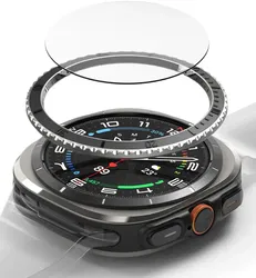 Ringke - Samsung Galaxy Watch Ultra - Bezel Premium 96 + Tempered Glass - Zwart afbeelding