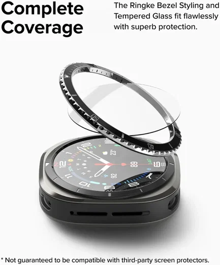 Ringke - Samsung Galaxy Watch Ultra - Bezel Premium 96 + Tempered Glass - Zwart afbeelding 4