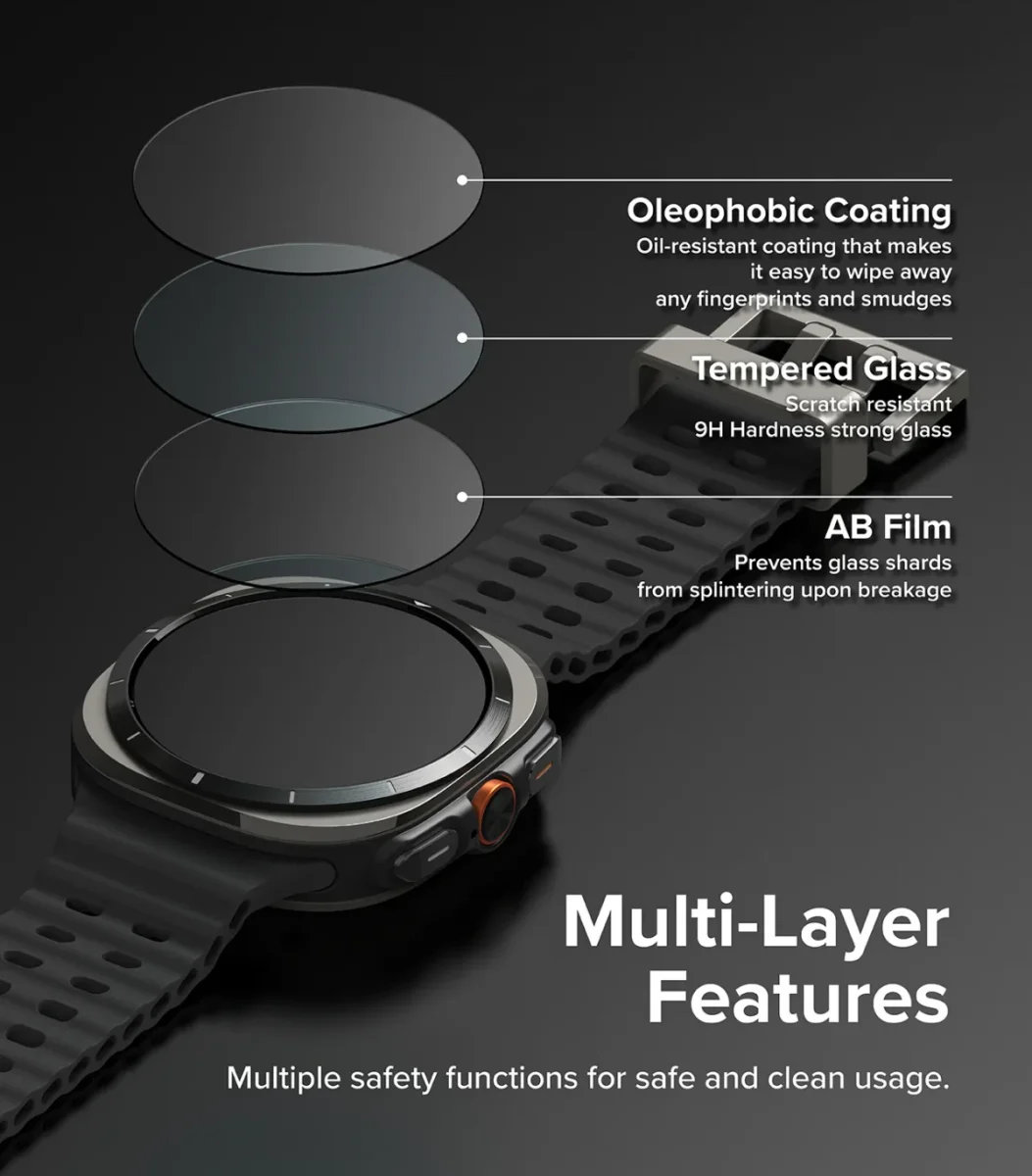 Ringke - Samsung Galaxy Watch Ultra - Bezel Premium 96 + Tempered Glass - Zwart afbeelding 7