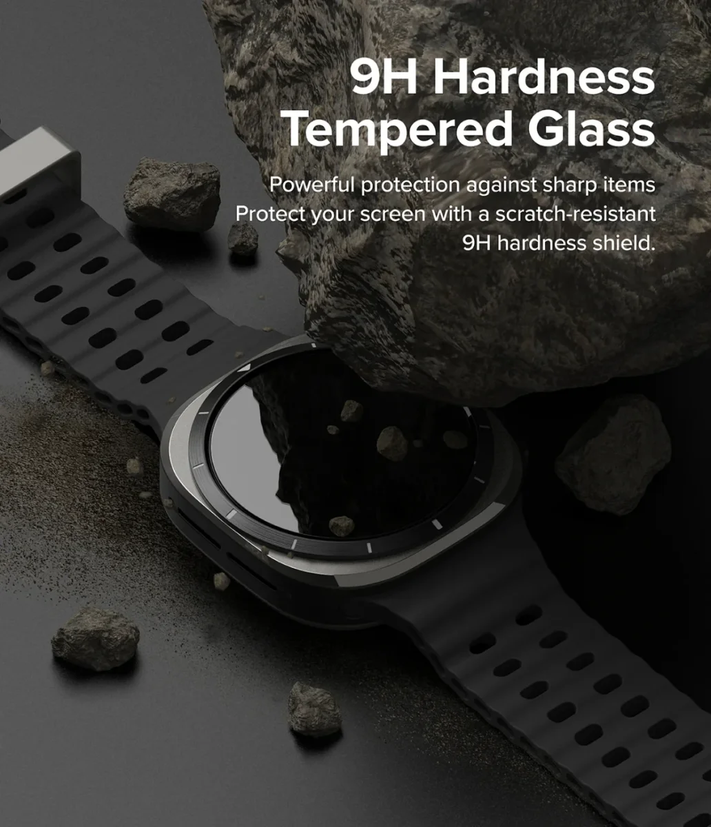 Ringke - Samsung Galaxy Watch Ultra - Bezel Premium 98 + Tempered Glass - Zwart afbeelding 8
