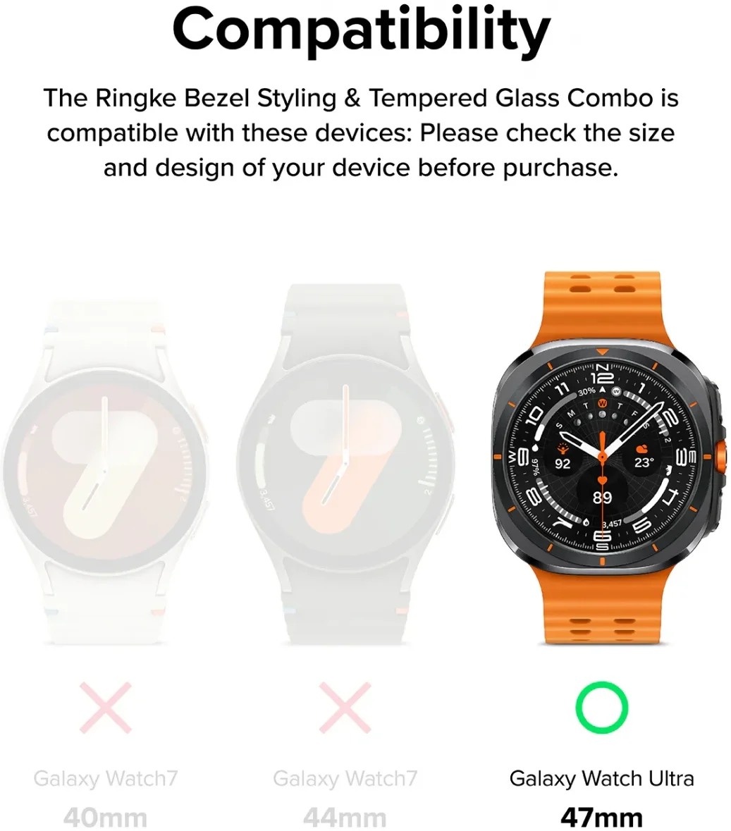 Ringke - Samsung Galaxy Watch Ultra - Bezel Premium 99 + Tempered Glass - Zwart afbeelding 2