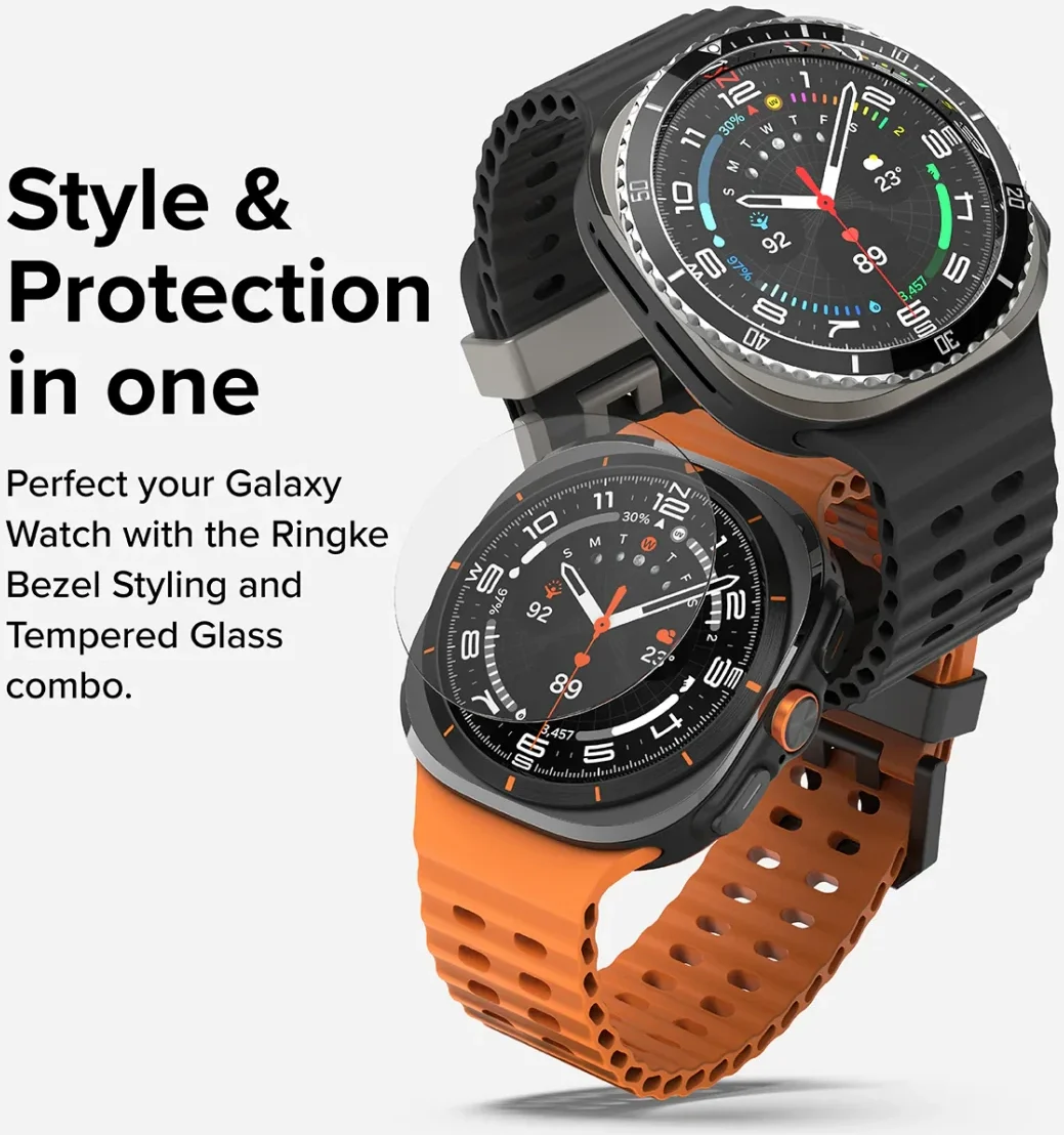 Ringke - Samsung Galaxy Watch Ultra - Bezel Premium 99 + Tempered Glass - Zwart afbeelding 5