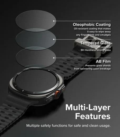 Ringke - Samsung Galaxy Watch Ultra - Bezel Premium 99 + Tempered Glass - Zwart afbeelding 6