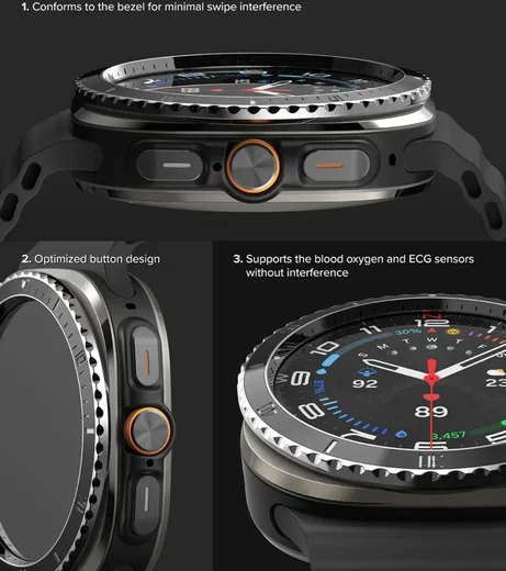 Ringke - Samsung Galaxy Watch Ultra - Bezel Premium 99 + Tempered Glass - Zwart afbeelding 9