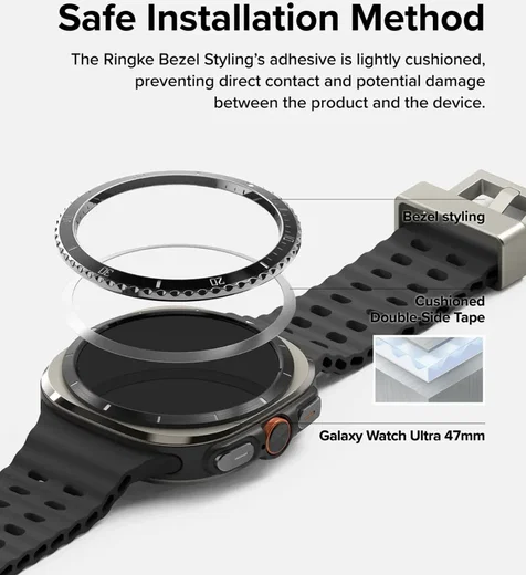 Ringke - Samsung Galaxy Watch Ultra - Bezel Premium 99 + Tempered Glass - Zwart afbeelding 10