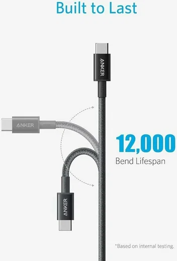 Anker Gevlochten (240W) USB-C naar USB-C Kabel Fast Charge 1.8M Zwart afbeelding 3