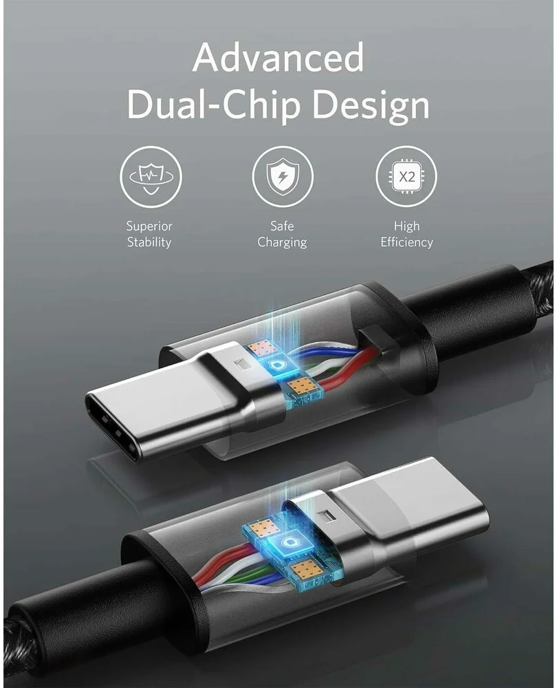 Anker Gevlochten (240W) USB-C naar USB-C Kabel Fast Charge 1.8M Zwart afbeelding 4