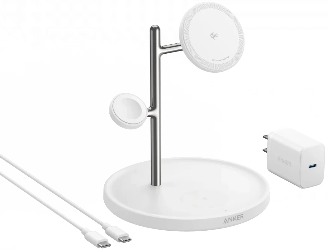 Anker MagGo Qi2 (15W) Draadloze MagSafe Oplader iPhone/AirPods (Pro)/Watch Wit afbeelding 2