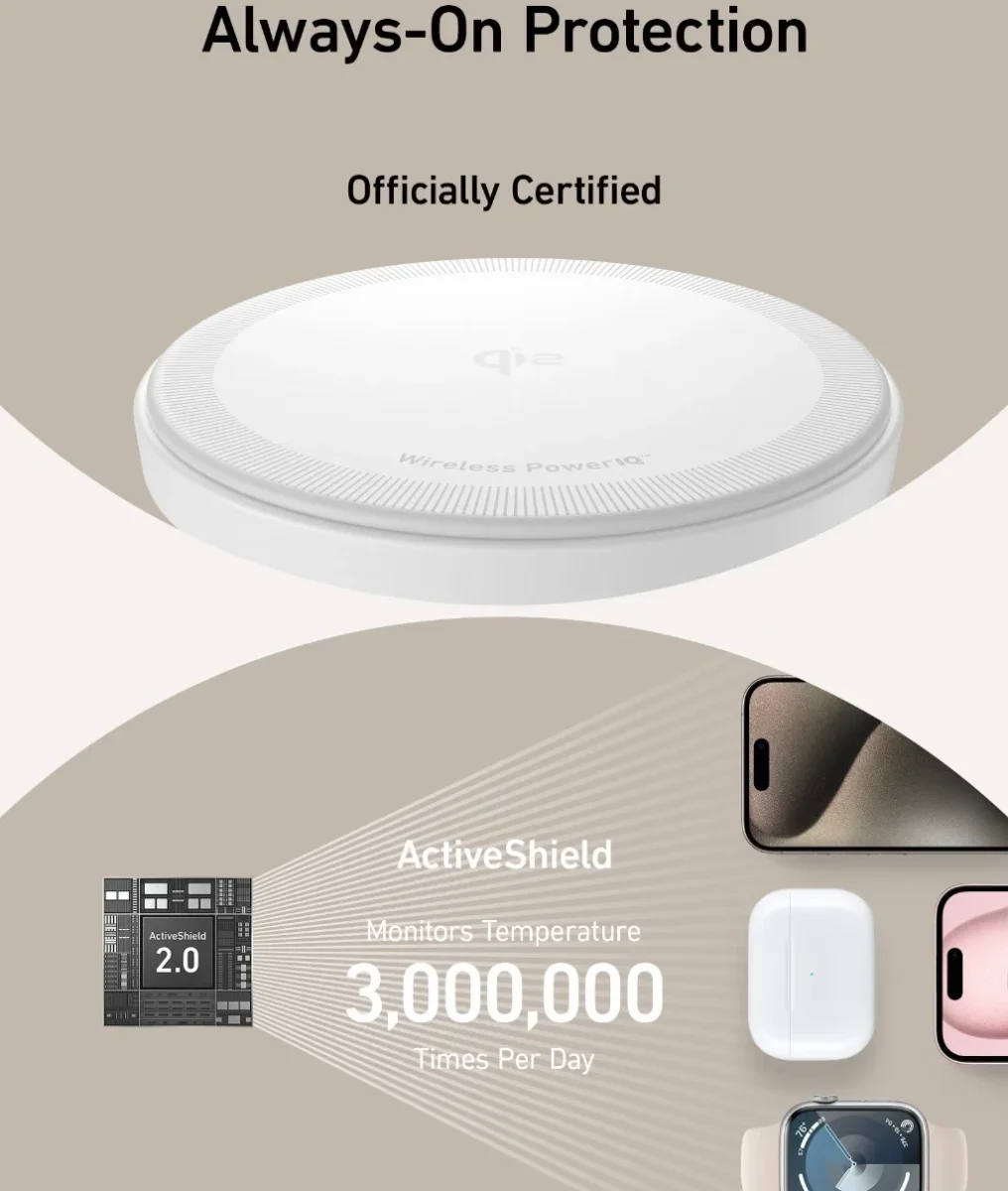 Anker MagGo Qi2 (15W) Draadloze MagSafe Oplader iPhone/AirPods (Pro)/Watch Wit afbeelding 8