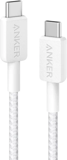 Anker 322 (60W) Gevlochten USB-C naar USB-C Kabel 0.9M Wit afbeelding 1