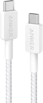 Anker 322 (60W) Gevlochten USB-C naar USB-C Kabel 0.9M Wit
