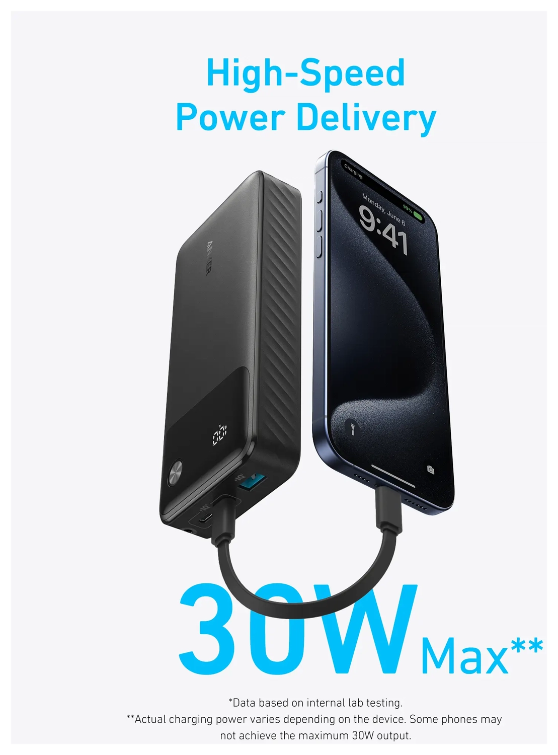 Anker (30W) 20.000 mAh Powerbank USB-A/USB-C Power Delivery Zwart afbeelding 2