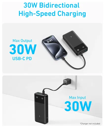 Anker (30W) 20.000 mAh Powerbank USB-A/USB-C Power Delivery Zwart afbeelding 4