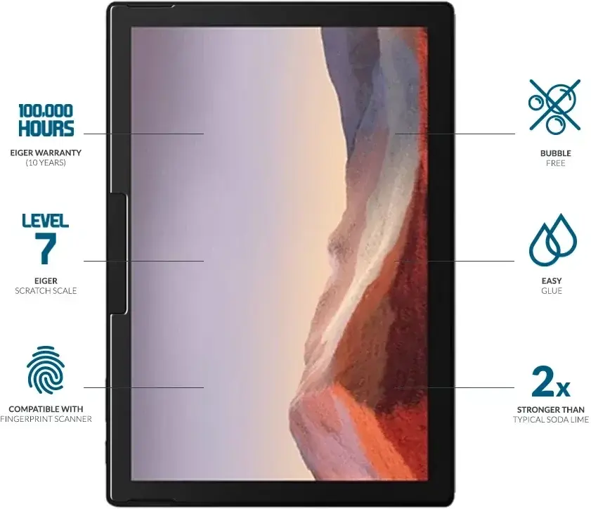 Eiger Microsoft Surface Pro 7 / Pro 6 / Pro 5 Tempered Glass Screen Protector afbeelding 3