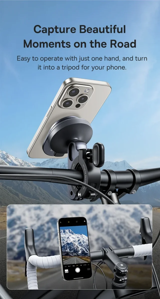 Baseus PrimeTrip Telefoonhouder Fiets Stick-on met Kickstand Ring Type Zwart afbeelding 10