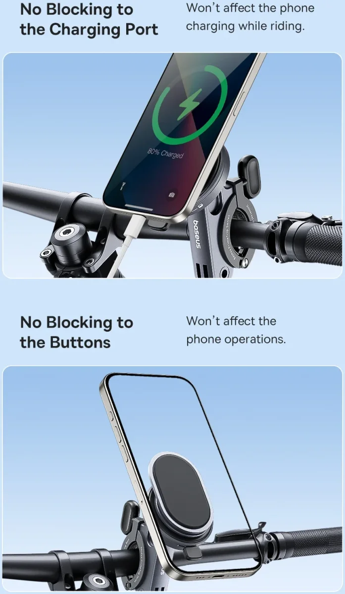 Baseus PrimeTrip Telefoonhouder Fiets Stick-on met Kickstand Ring Type Zwart afbeelding 11