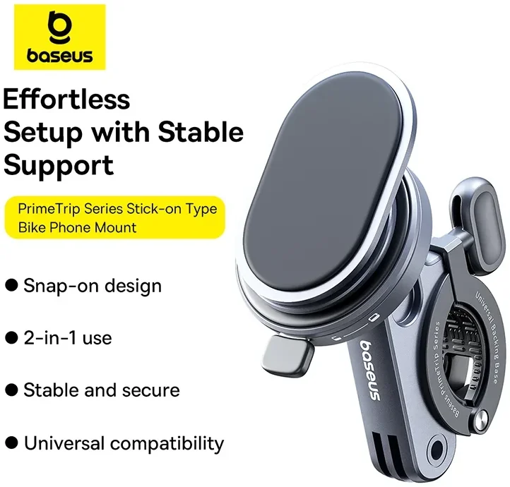 Baseus PrimeTrip Telefoonhouder Fiets Stick-on met Kickstand Ring Type Zwart afbeelding 3