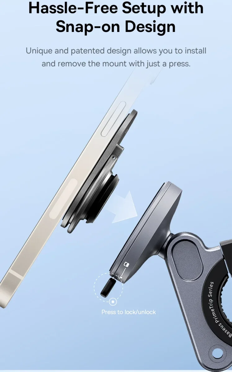 Baseus PrimeTrip Telefoonhouder Fiets Stick-on met Kickstand Ring Type Zwart afbeelding 4