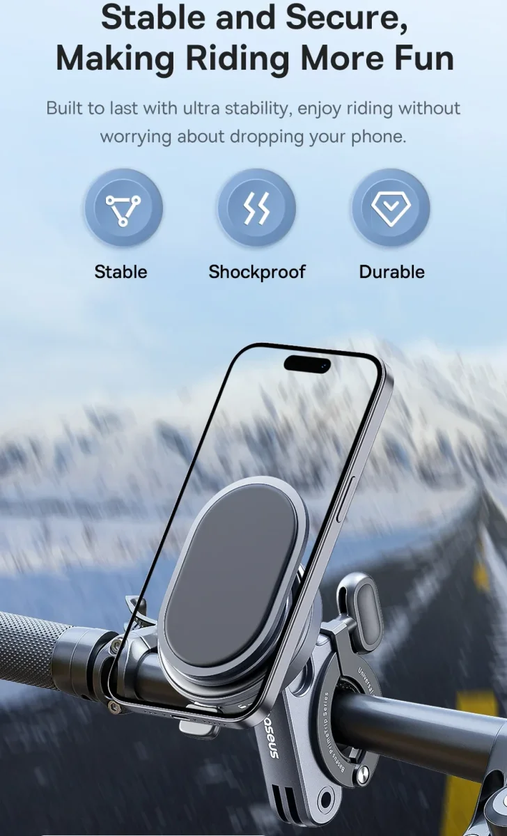 Baseus PrimeTrip Telefoonhouder Fiets Stick-on met Kickstand Ring Type Zwart afbeelding 5