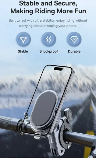 Baseus PrimeTrip Telefoonhouder Fiets Stick-on met Kickstand Ring Type Zwart afbeelding 5