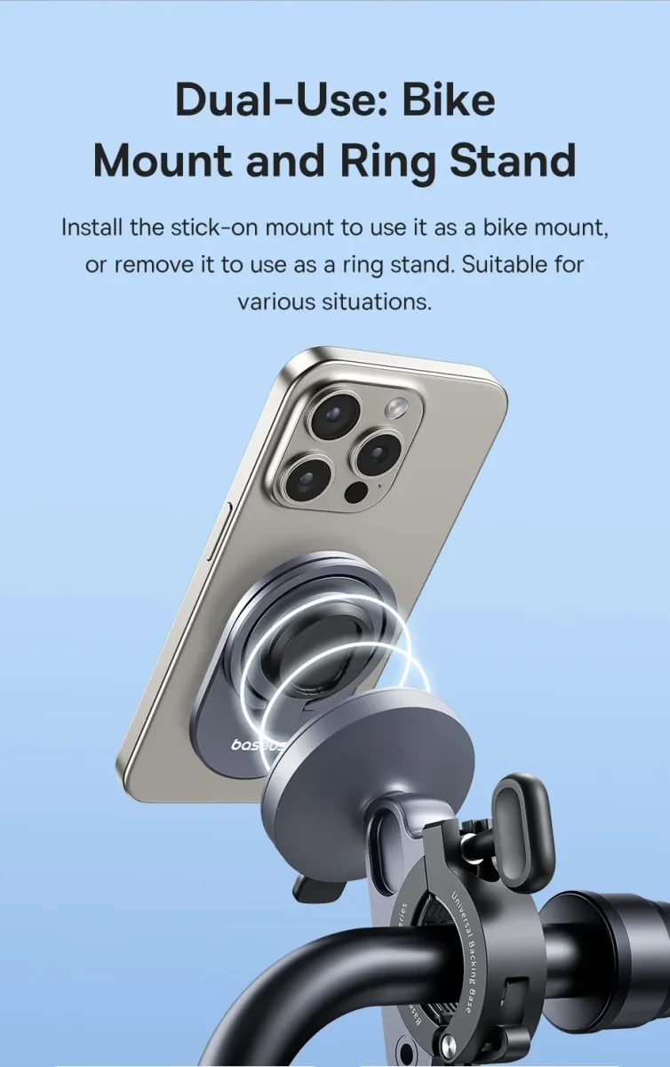 Baseus PrimeTrip Telefoonhouder Fiets Stick-on met Kickstand Ring Type Zwart afbeelding 7