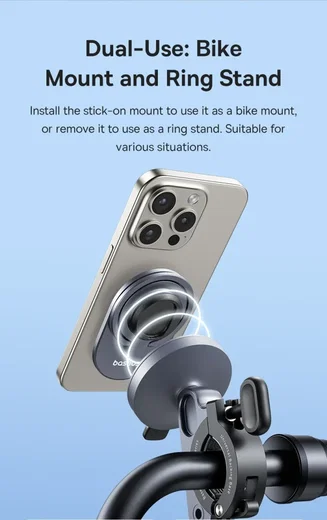 Baseus PrimeTrip Telefoonhouder Fiets Stick-on met Kickstand Ring Type Zwart afbeelding 7