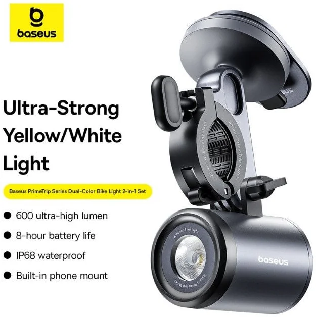 Baseus PrimeTrip Telefoonhouder Fiets Kickstand Ring met Lamp Zwart afbeelding 2