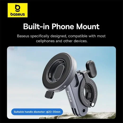 Baseus PrimeTrip Telefoonhouder Fiets Kickstand Ring met Lamp Zwart afbeelding 7