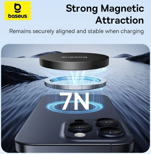 Baseus Simple Mini4 Air Qi2 MagSafe Draadloze Oplader 15W Zwart afbeelding 4