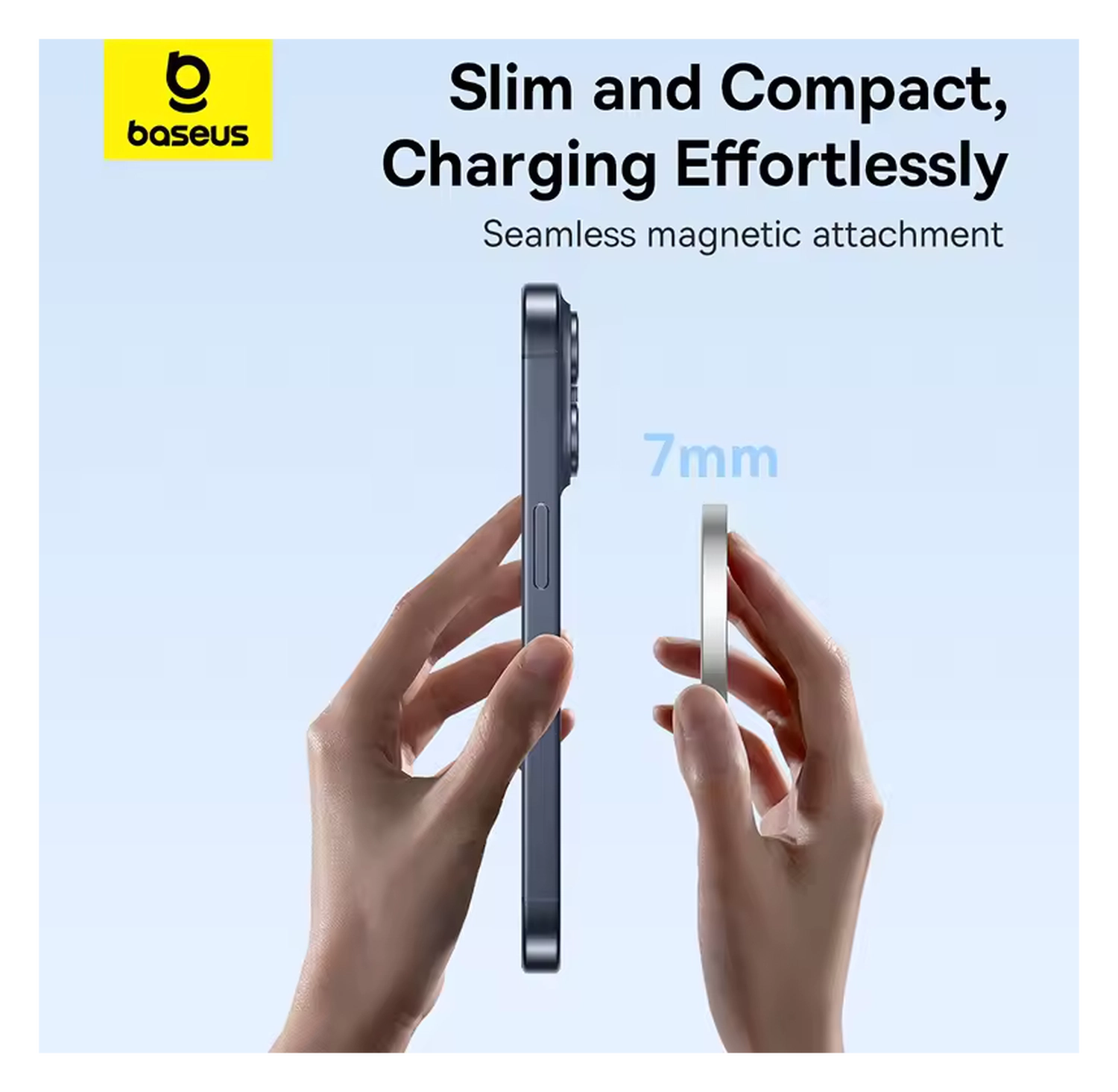 Baseus Simple Mini4 Air Qi2 MagSafe Draadloze Oplader 15W Zilver afbeelding 3