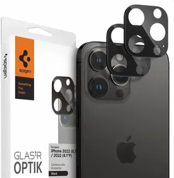 Spigen Optik iPhone 15 Pro (Max) / 14 Pro (Max) Camera Protector Zwart 2-Pack afbeelding